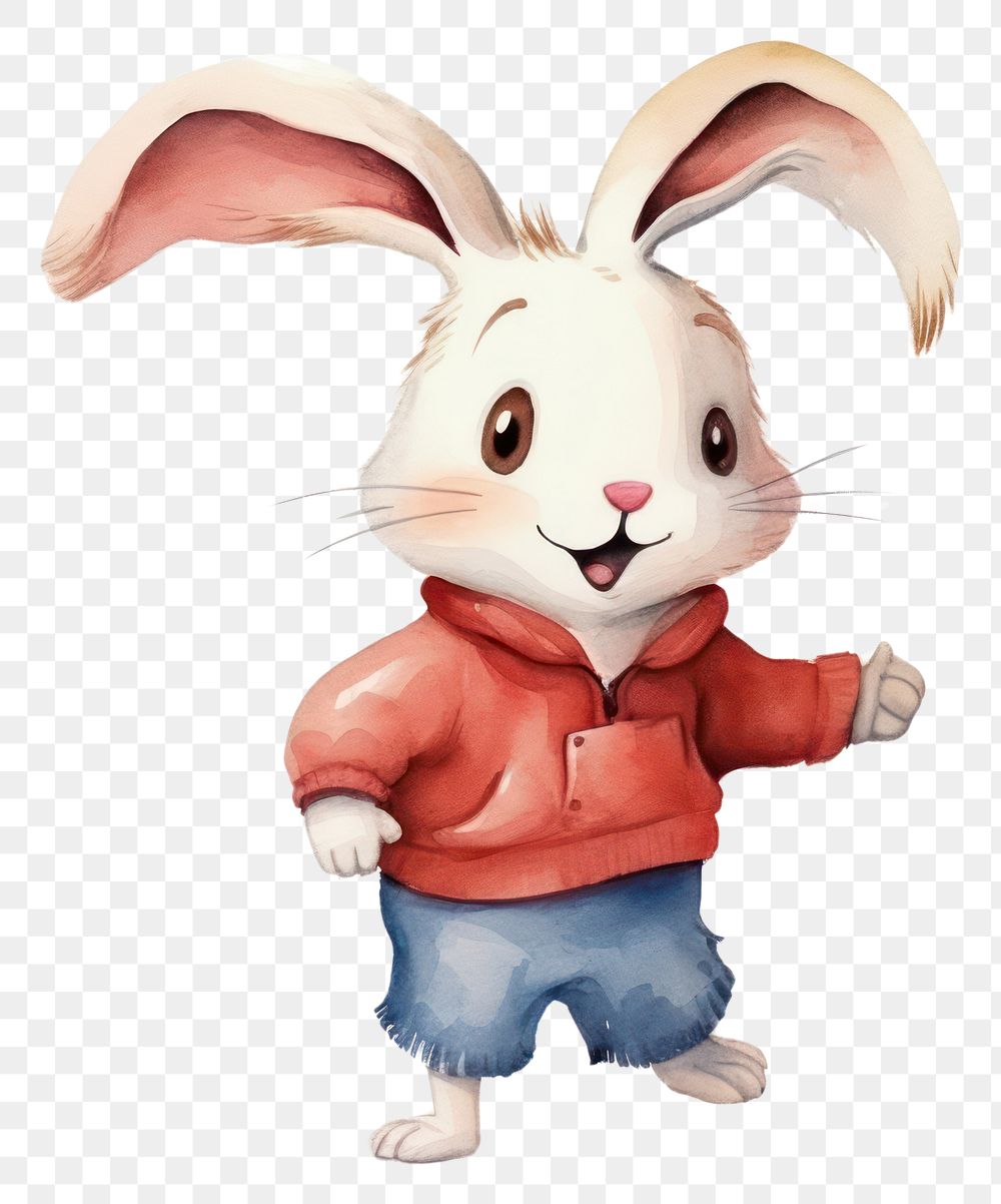 PNG Rabbit wearing a casual outfit animal cartoon mammal. AI generated Image by rawpixel.