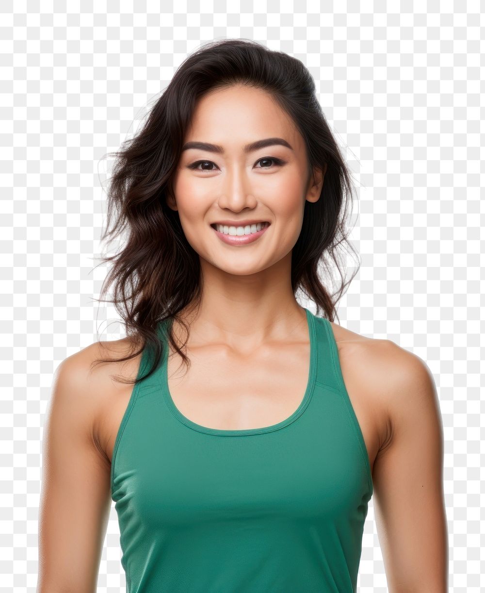 PNG Sports tank Asian woman portrait smiling. AI generated Image by rawpixel.