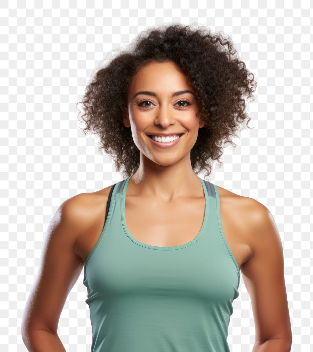 PNG Black woman sports tank smiling smile. AI generated Image by rawpixel.