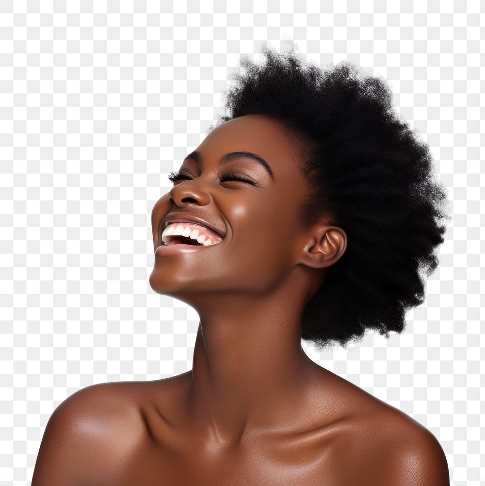 PNG Woman Black portrait laughing. AI generated Image by rawpixel.