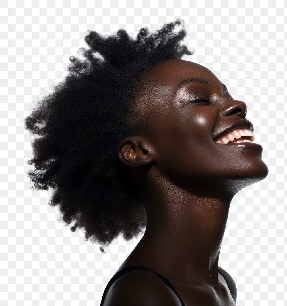 PNG Woman Black laughing portrait. AI generated Image by rawpixel.