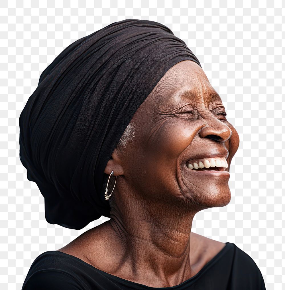 PNG Woman Black laughing smiling. AI generated Image by rawpixel.