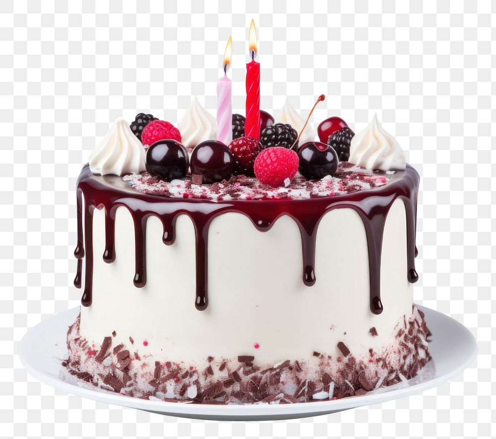 PNG  Birthday Cake cake raspberry birthday. AI generated Image by rawpixel.