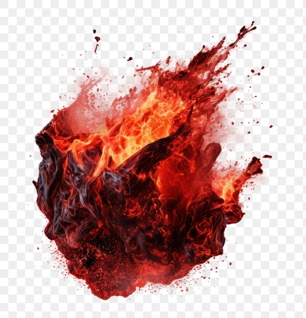 PNG Splashing burning volcano fire