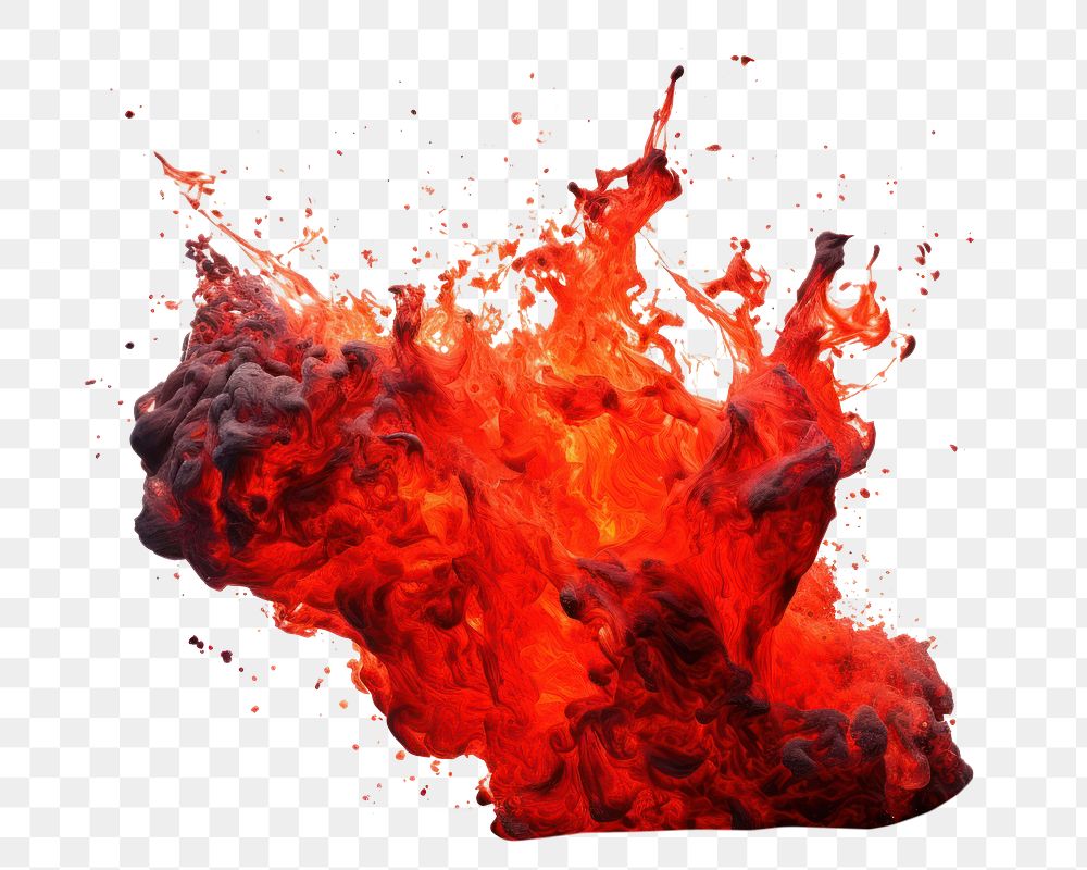 PNG Lava spurting splashing fire white background
