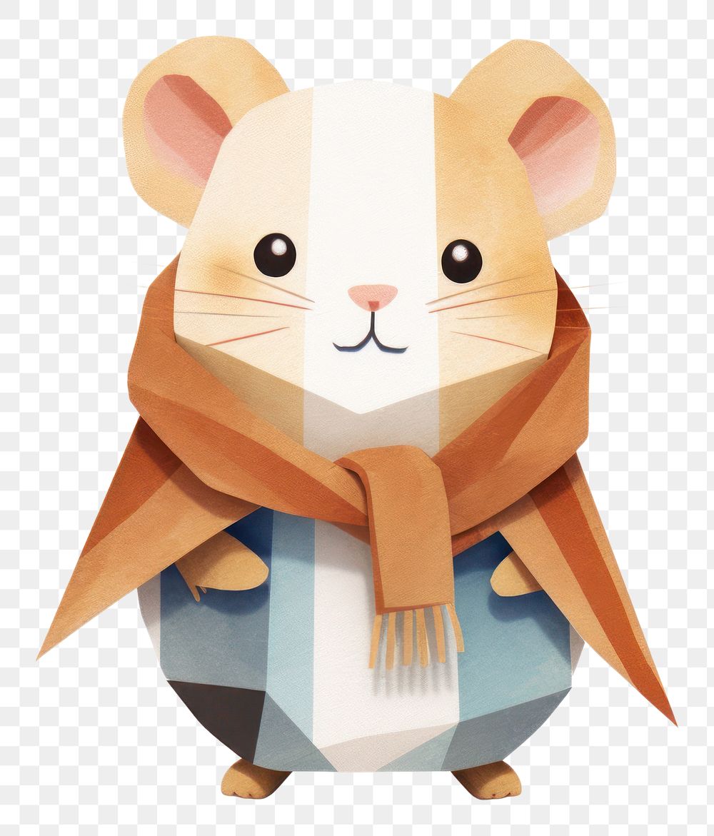 PNG Hamster wearing scarf cute toy white background. AI generated Image by rawpixel.