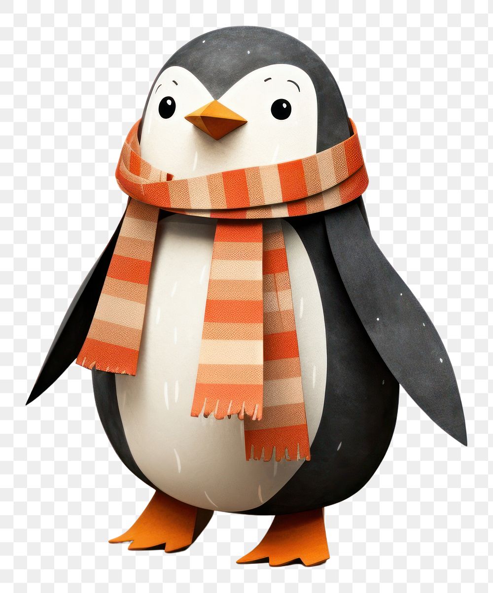 PNG Penguin wearing scarf animal bird white background. AI generated Image by rawpixel.