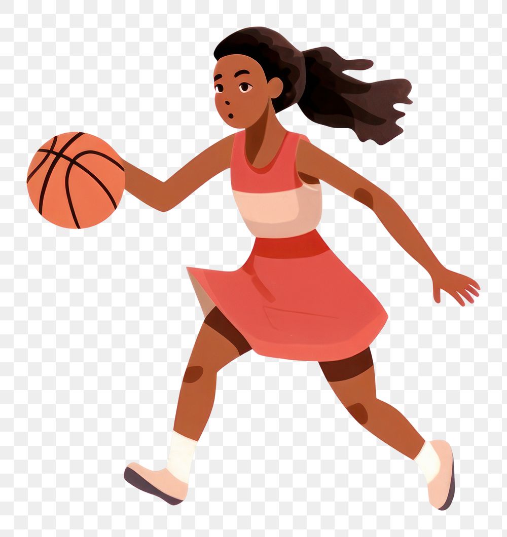 PNG Basketball girl sports white background. AI generated Image by rawpixel.