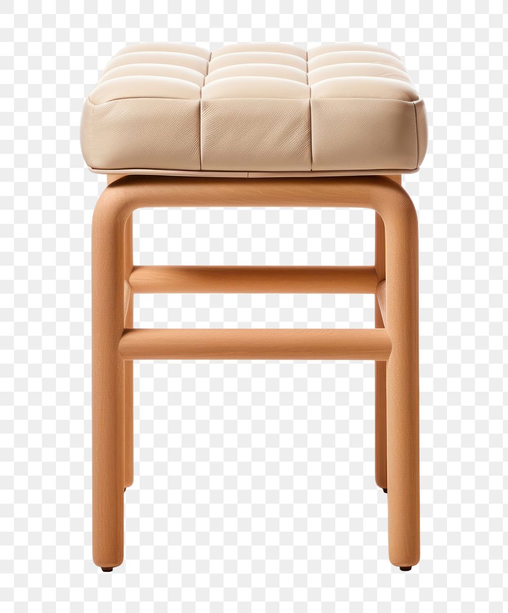 PNG Beige padded tate stool furniture white background simplicity. AI generated Image by rawpixel.