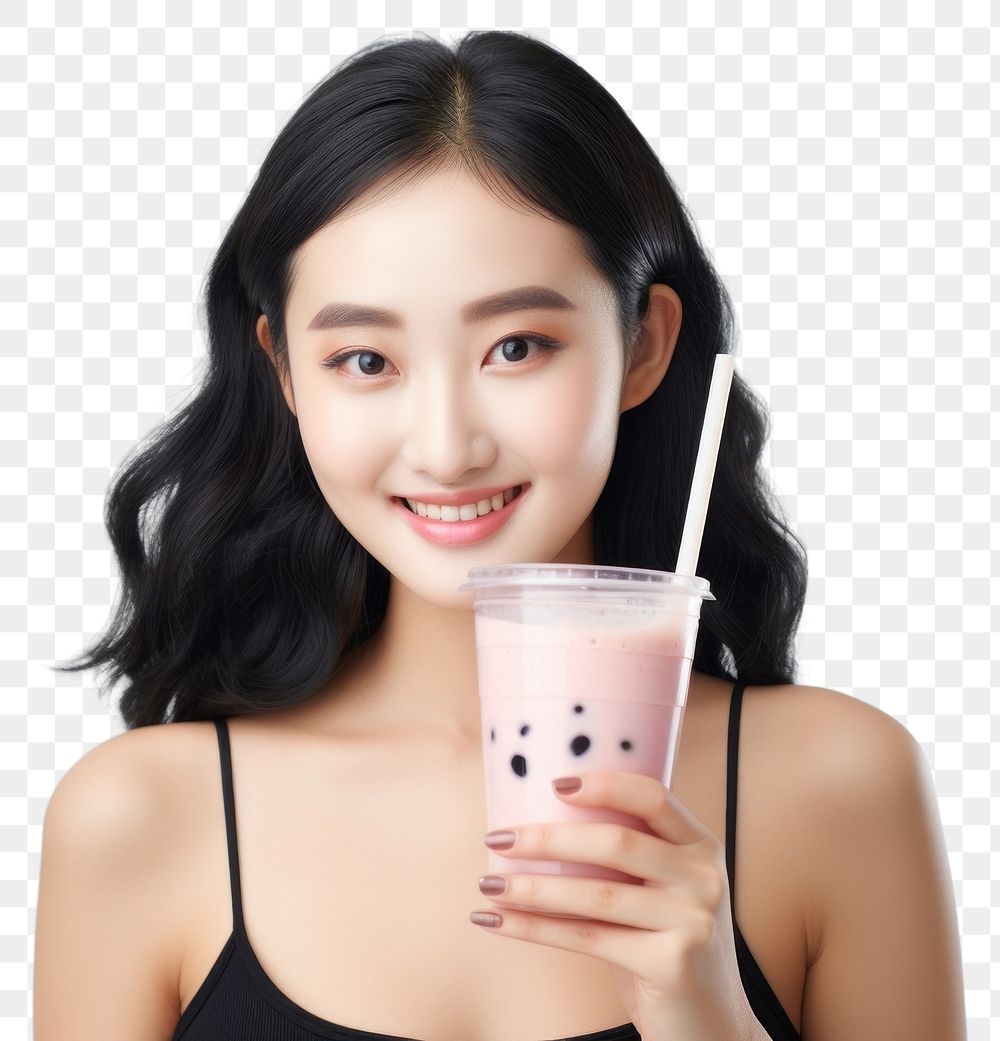 PNG  Bubble tea drinking white background refreshment. AI generated Image by rawpixel.