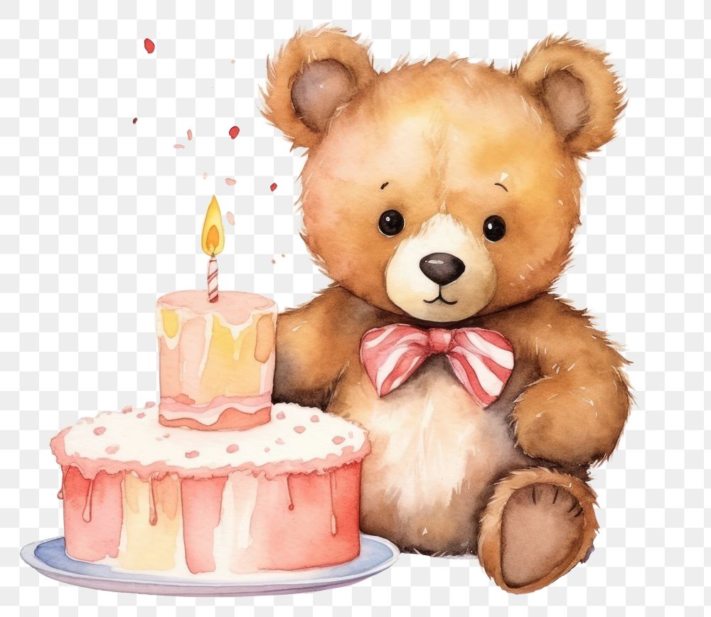 PNG Cute bear cake birthday dessert. AI generated Image by rawpixel.