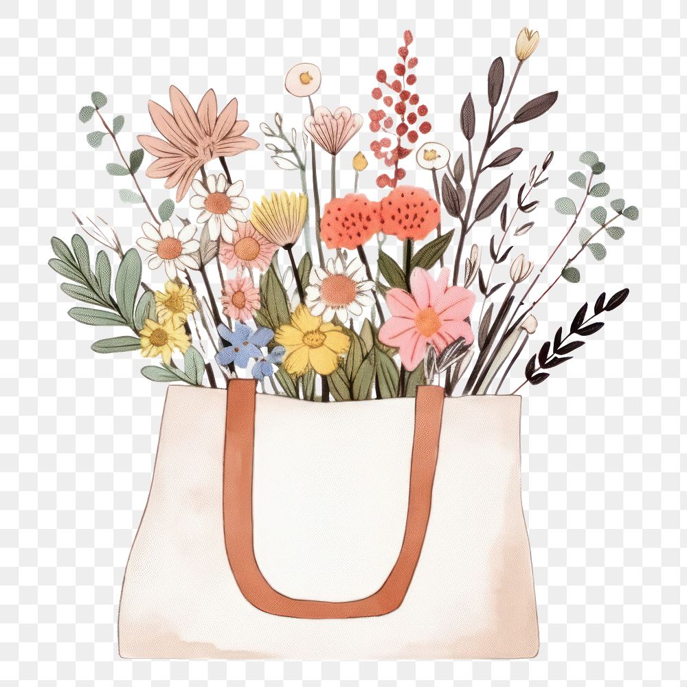 PNG Flower bouquet bag handbag plant. 