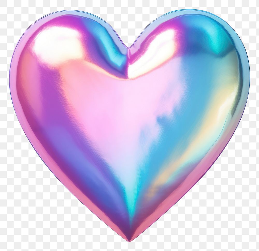 PNG Gradient holographic heart shape white background. AI generated Image by rawpixel.
