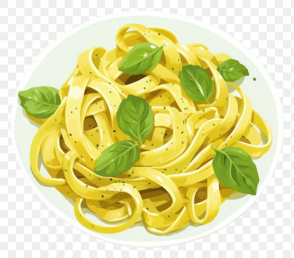 PNG Fettuccine pesto spaghetti pasta plate. 