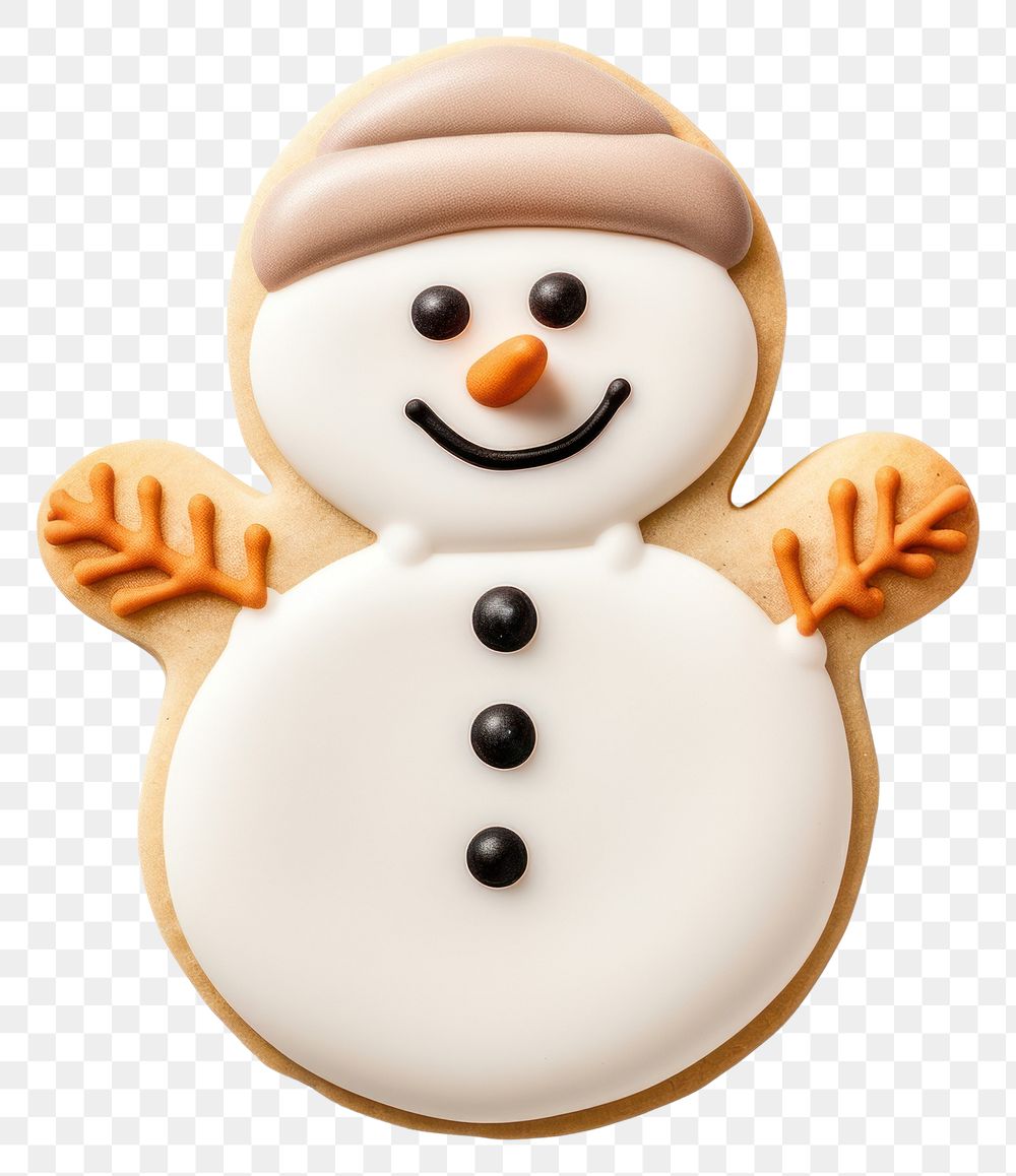 PNG 1 snowman cookie winter food white background. AI generated Image by rawpixel.