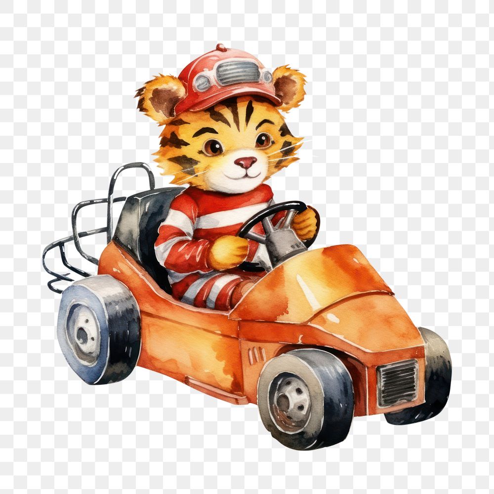 PNG Baby cute tiger vehicle driving car. 