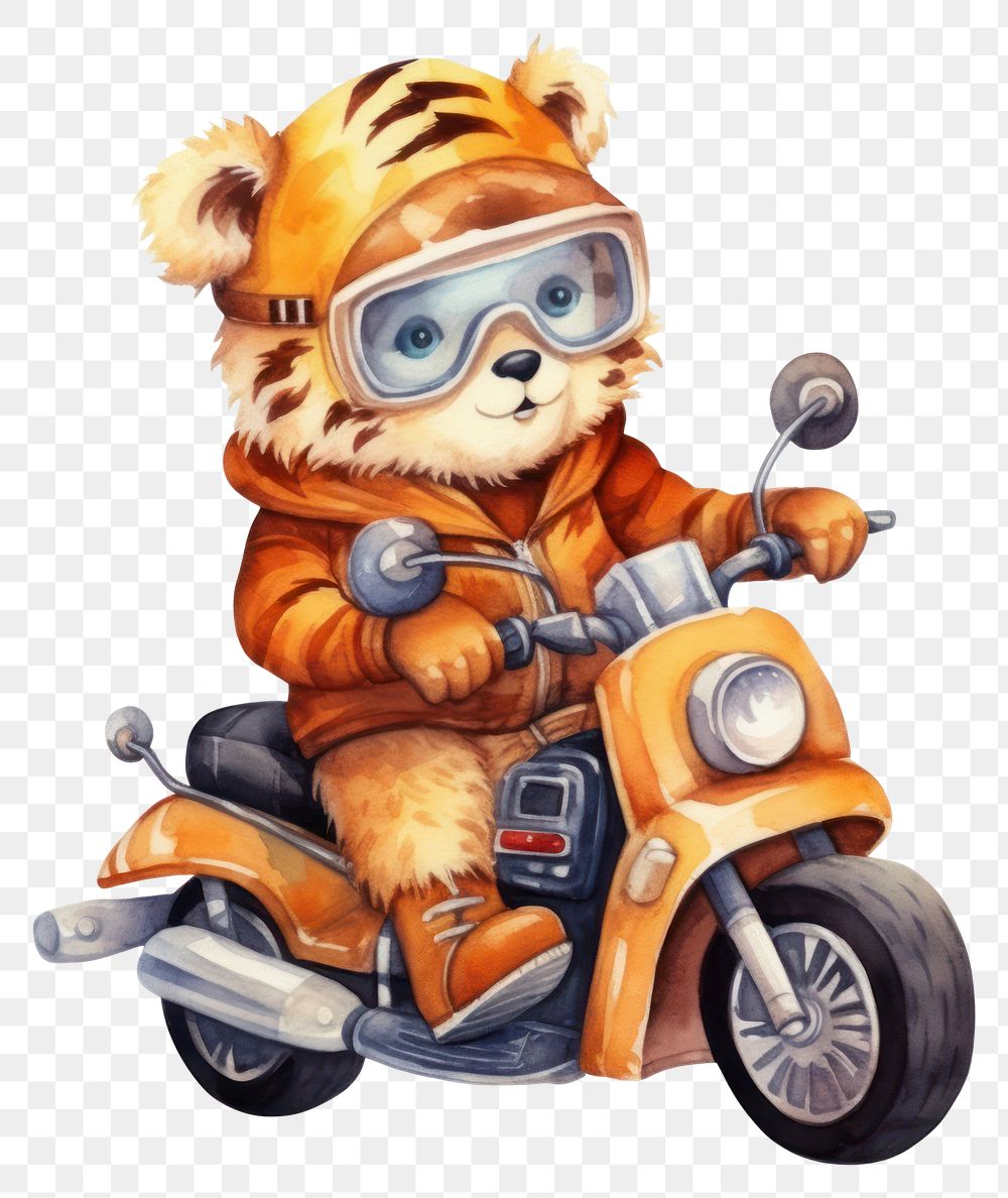 PNG Tiger riding motocycle motorcycle vehicle scooter. AI generated Image by rawpixel.