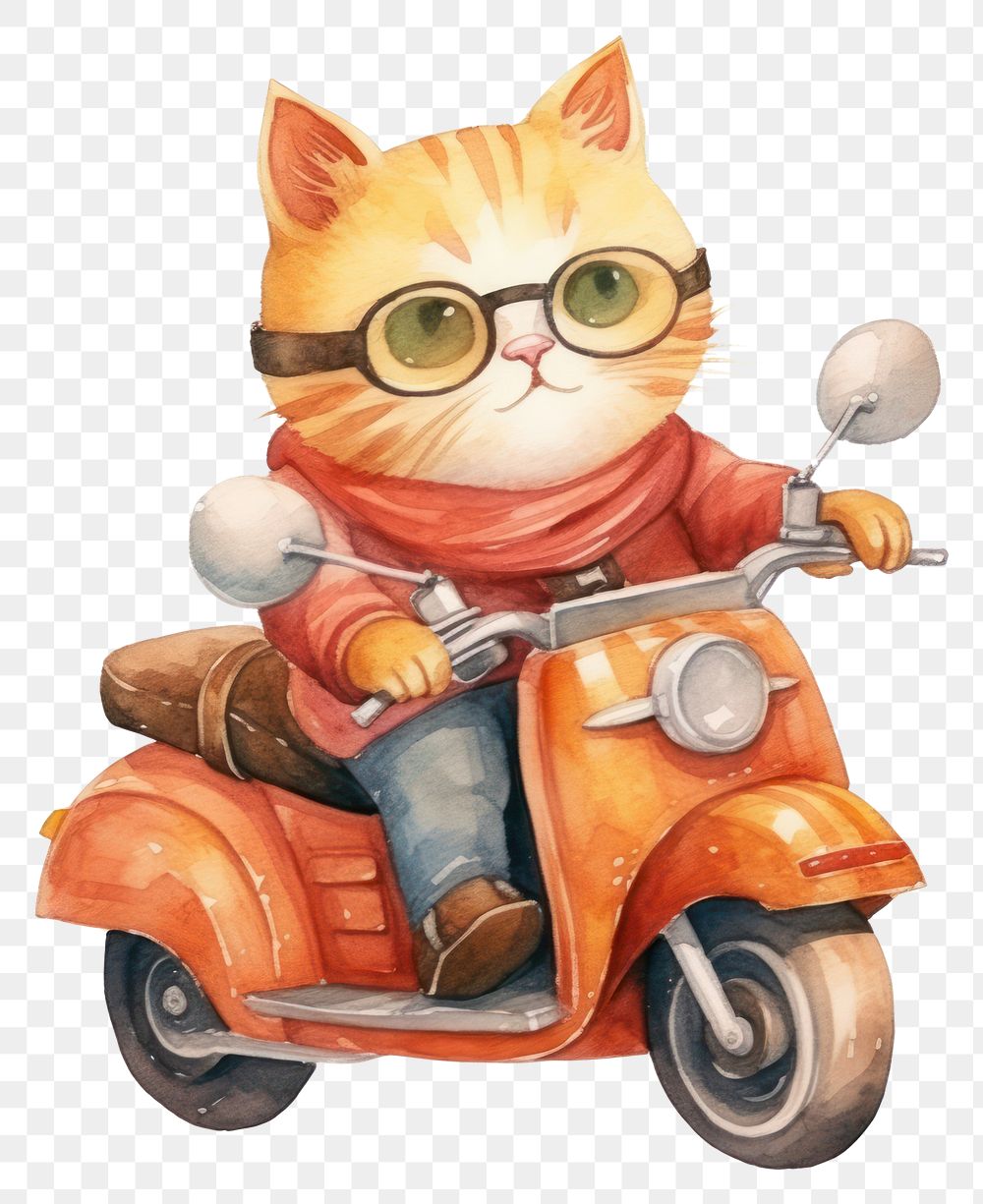 PNG Cat riding motocycle motorcycle vehicle glasses. AI generated Image by rawpixel.