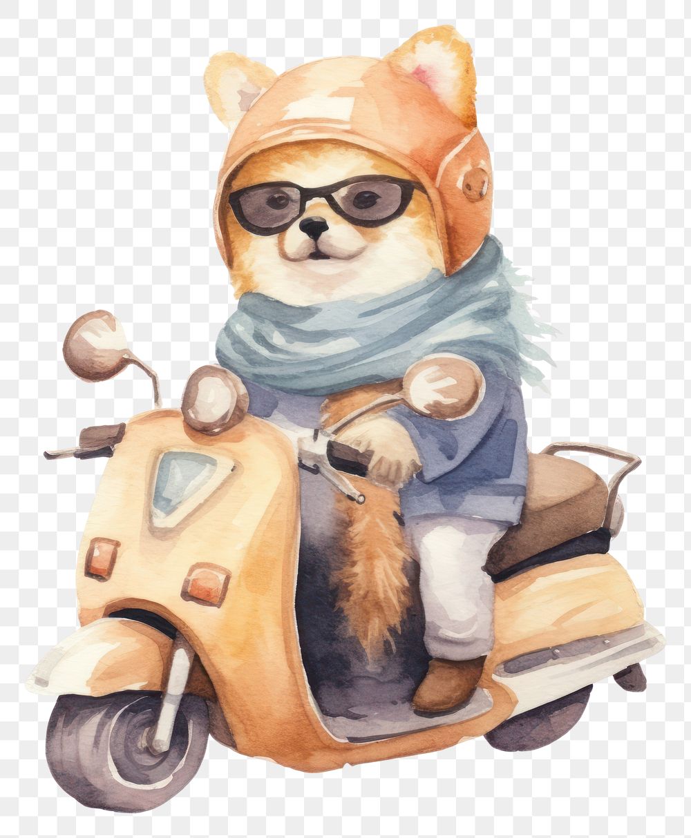 PNG Cute dog riding motocycle motorcycle vehicle scooter. AI generated Image by rawpixel.