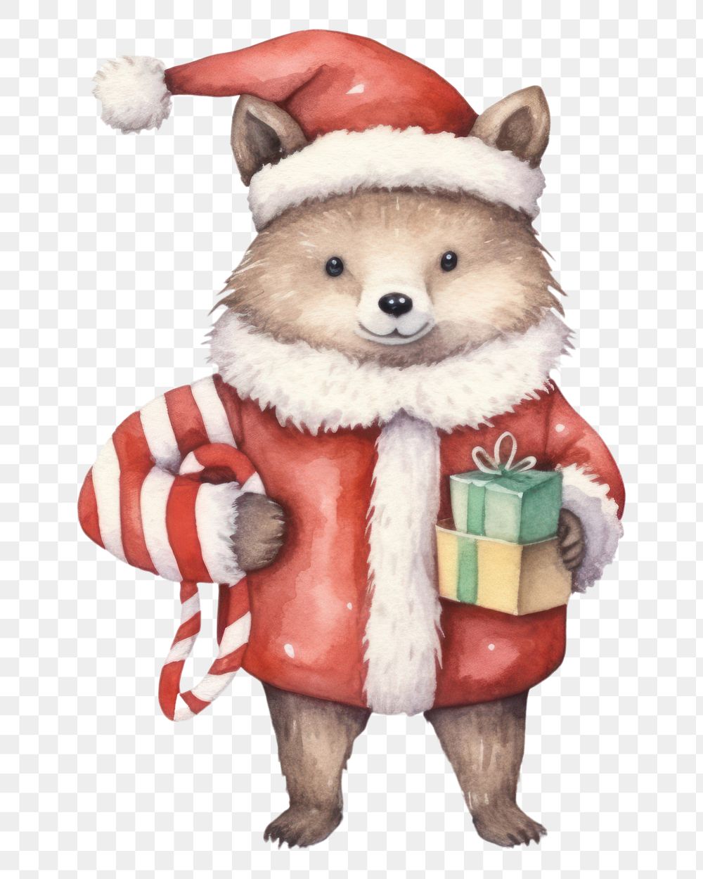 PNG Wolf cute character christmas white background celebration. AI generated Image by rawpixel.