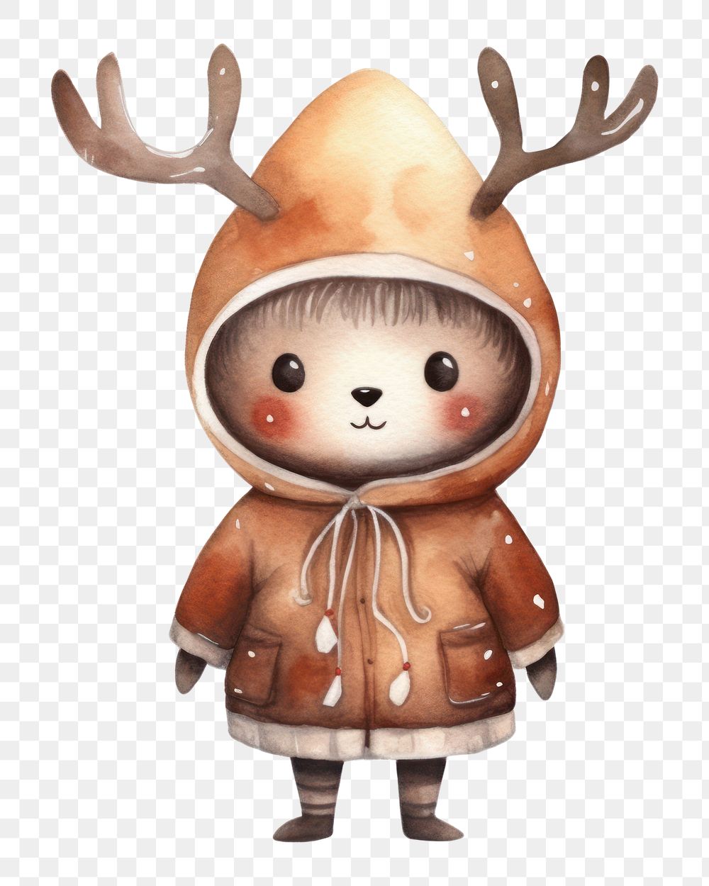 PNG Deer cute character winter snow white background. AI generated Image by rawpixel.