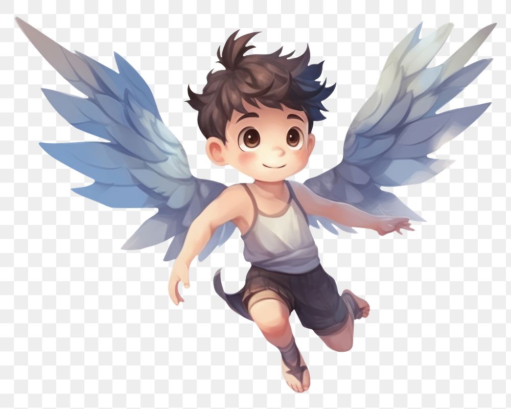PNG Cute flying boy fairy angel representation creativity. AI generated Image by rawpixel.