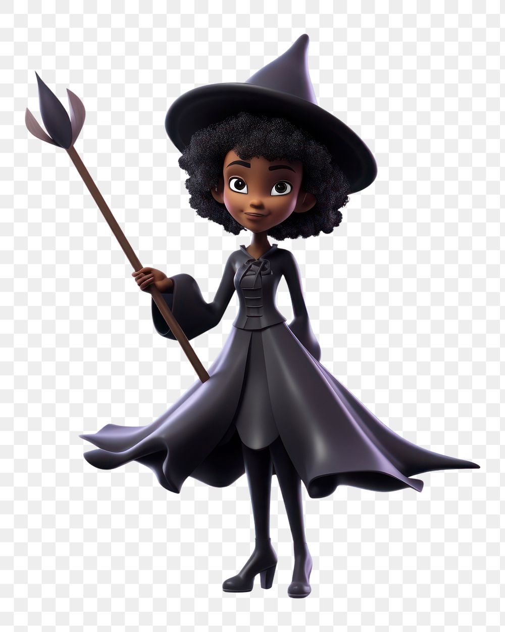 PNG Witch figurine cartoon black. AI generated Image by rawpixel.
