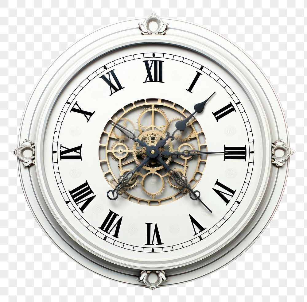 PNG Clock architecture white background clockworks. AI generated Image by rawpixel.