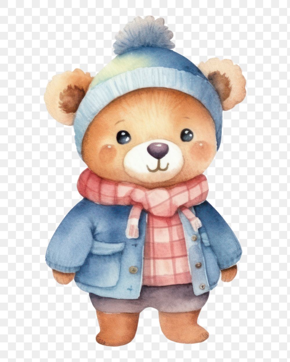 PNG Cute bear winter fashion doll toy  