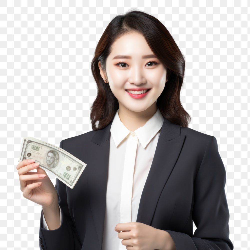 PNG Young Women money portrait holding. AI generated Image by rawpixel.