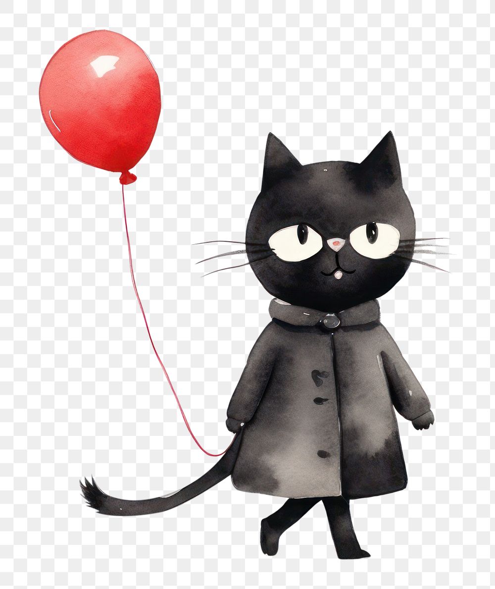 PNG Cute cat walks fashion balloon mammal animal. AI generated Image by rawpixel.