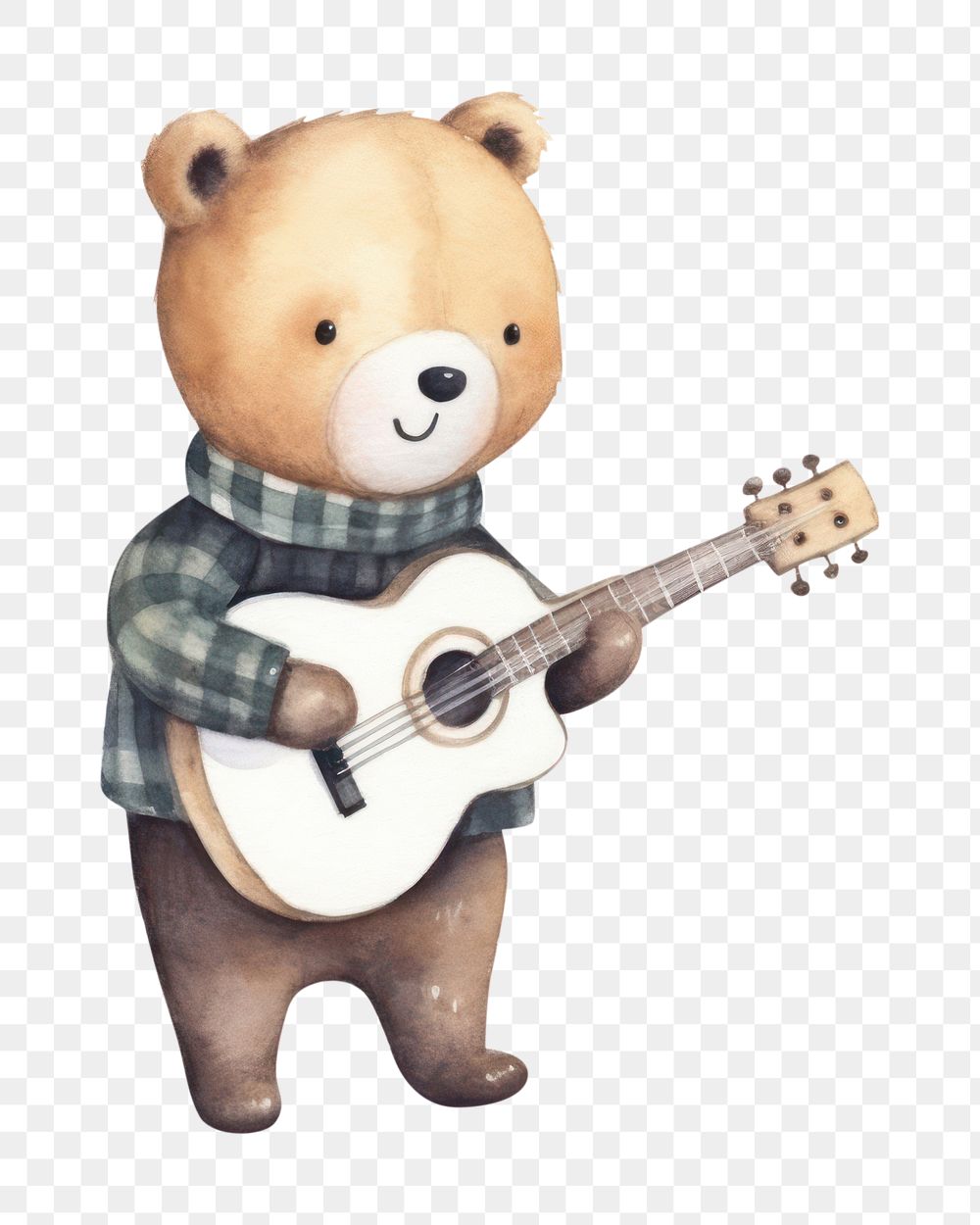 PNG Cute otter singing guitar anthropomorphic representation. 