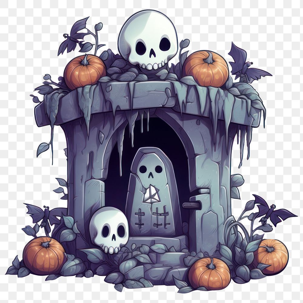 PNG Cute grave halloween pumpkin drawing. AI generated Image by rawpixel.
