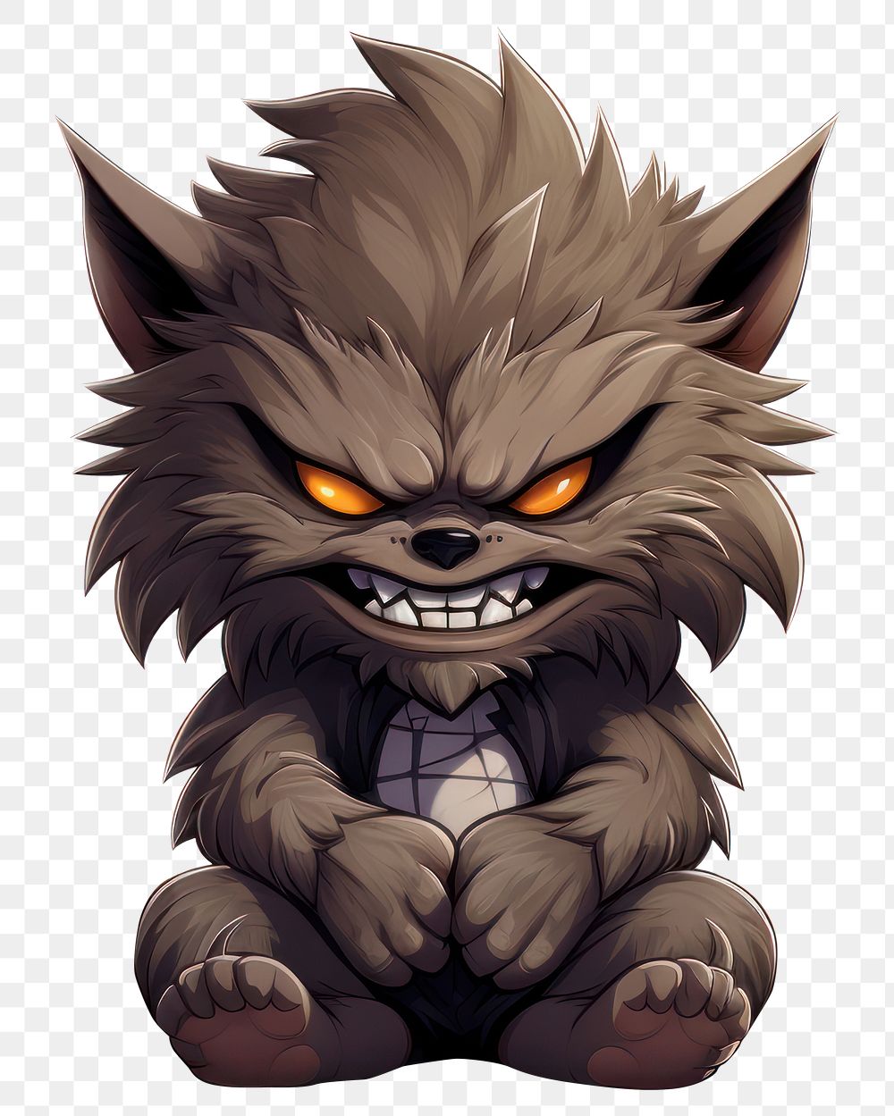 PNG Cute humanoid werewolve halloween drawing mammal. AI generated Image by rawpixel.
