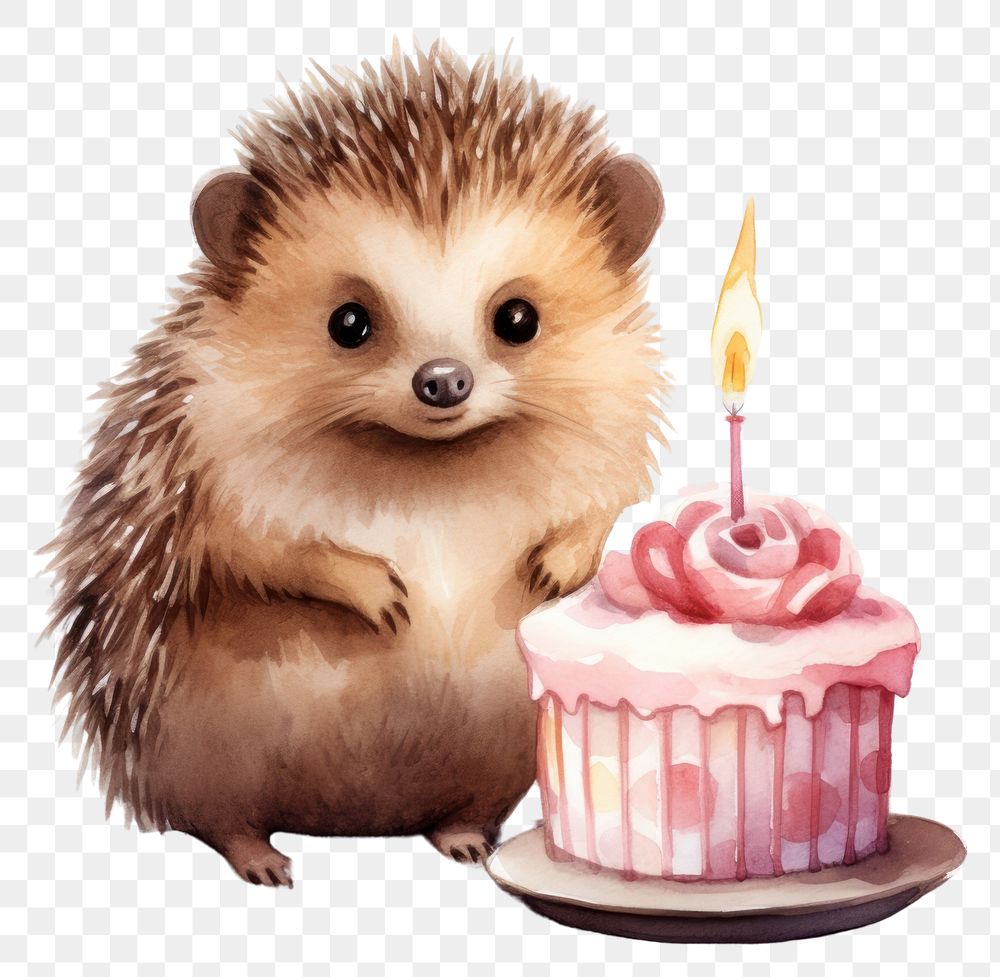 PNG Hedgehog cake birthday dessert. AI generated Image by rawpixel.