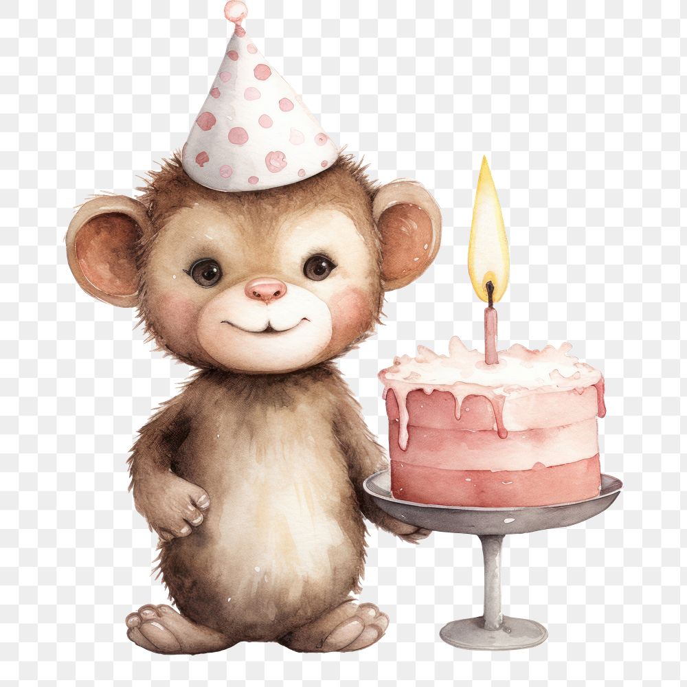 PNG Monkey cake birthday dessert. AI generated Image by rawpixel.