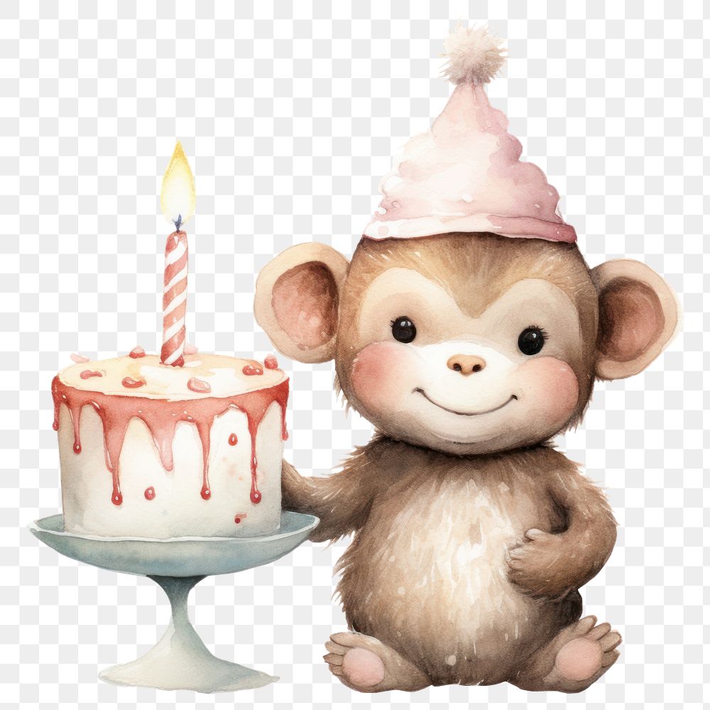PNG Monkey cake birthday dessert. AI generated Image by rawpixel.