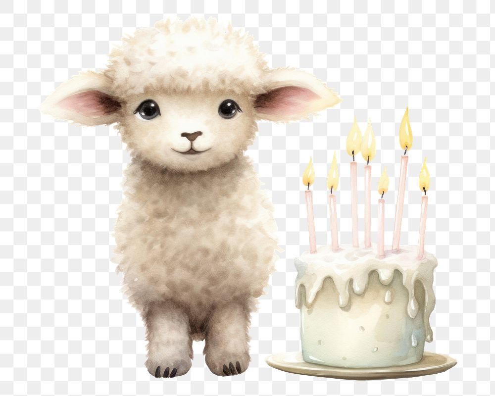 PNG Sheep cake birthday dessert. AI generated Image by rawpixel.