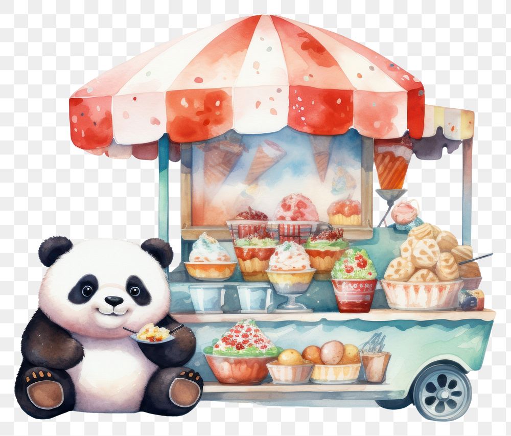 PNG Panda selling icecream dessert food representation. AI generated Image by rawpixel.