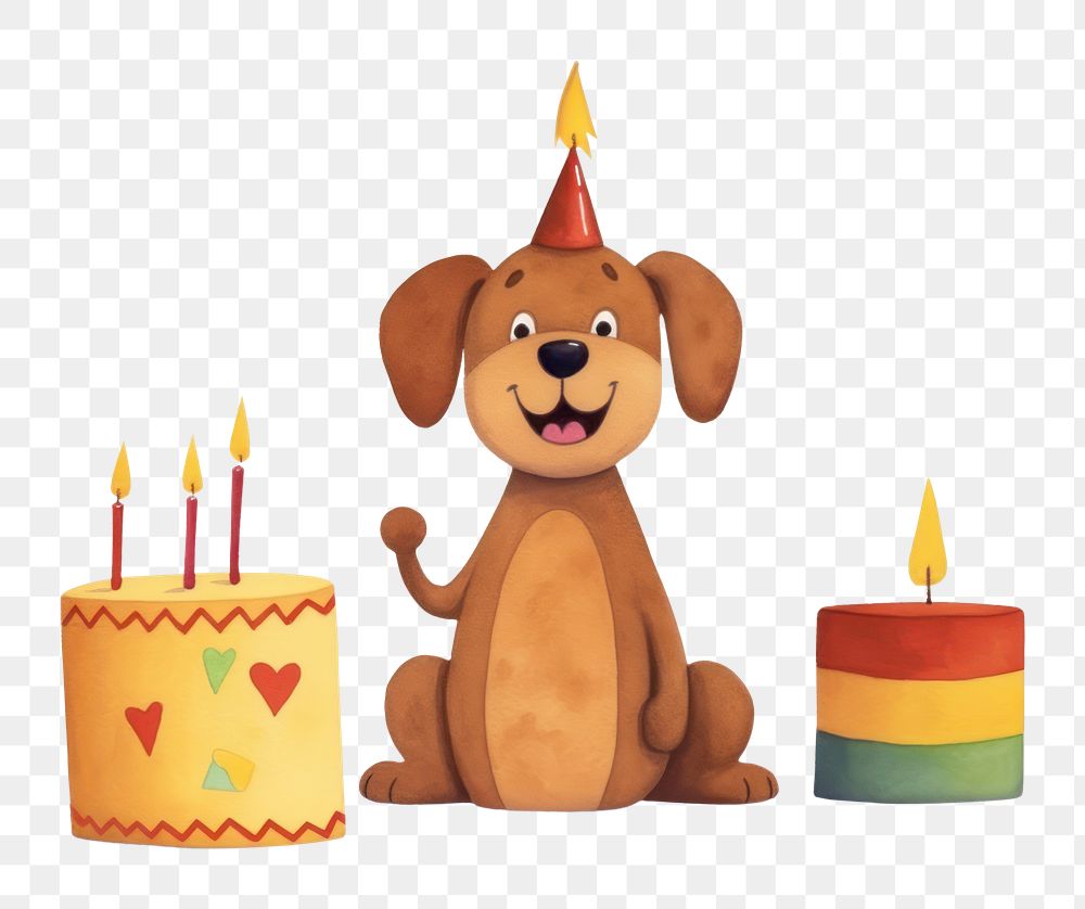 PNG Puppy characters dessert candle party. 