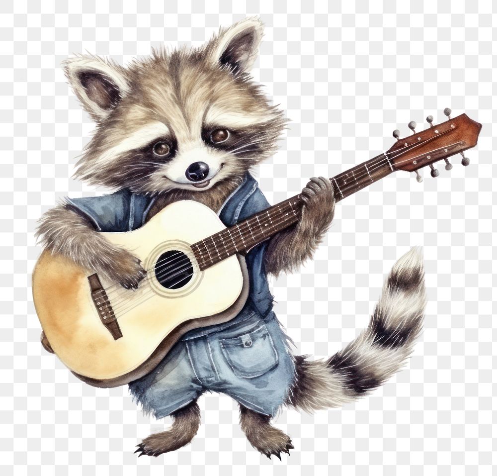 PNG Raccoon guitar mammal procyonidae. AI generated Image by rawpixel.