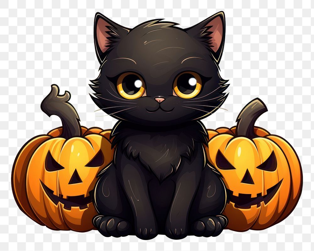 PNG Halloween pumpkins mammal animal black. AI generated Image by rawpixel.