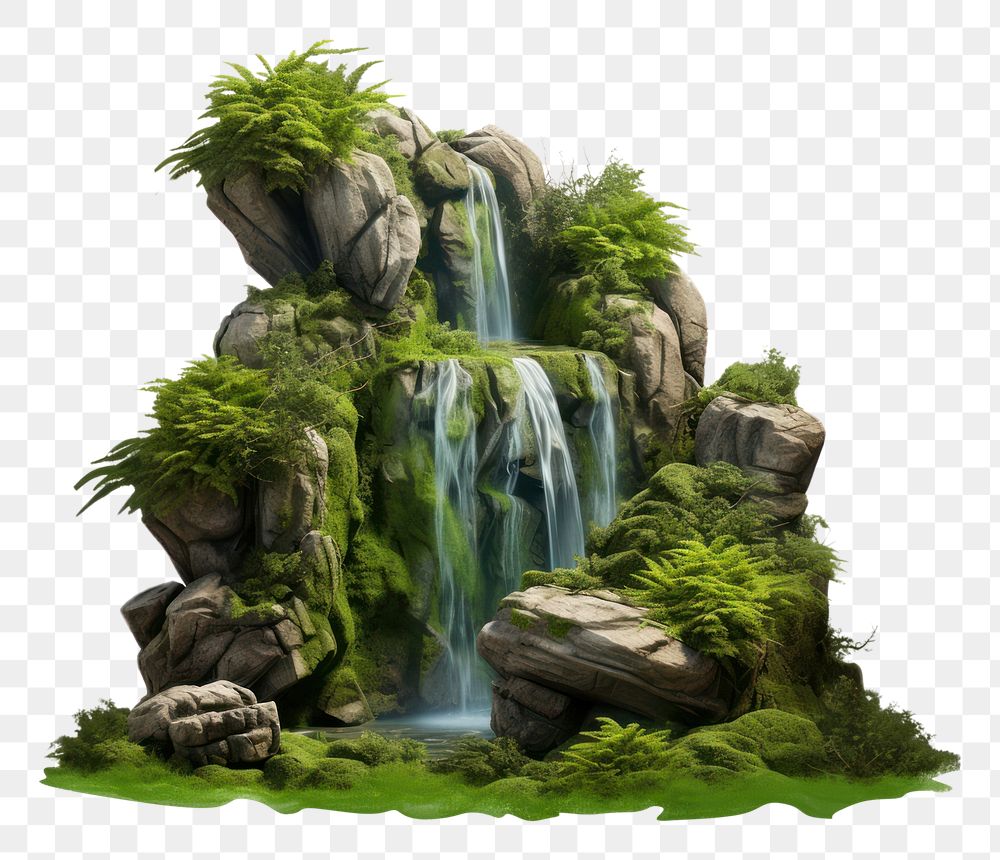 PNG Waterfall green outdoors nature. AI generated Image by rawpixel.