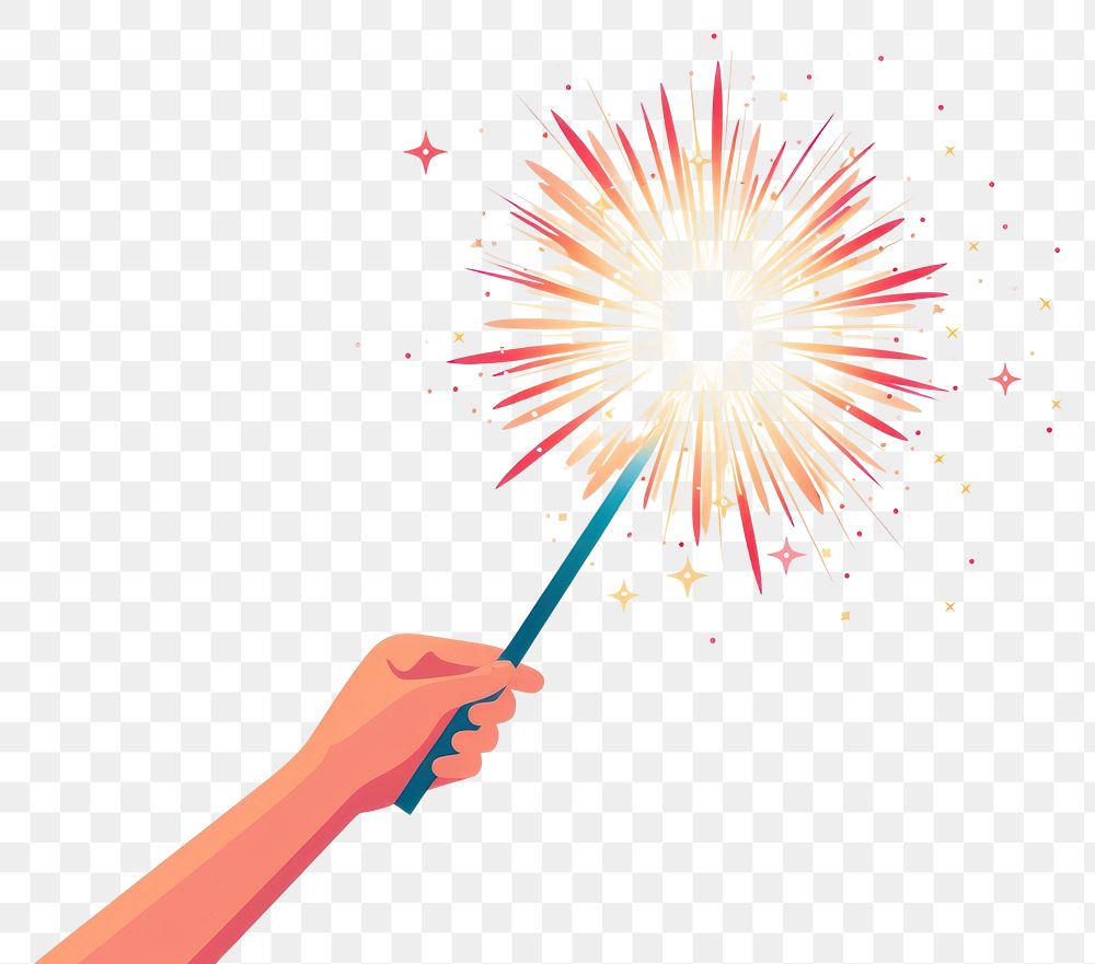 PNG Hand holding a sparkler fireworks sparks white background. AI generated Image by rawpixel.