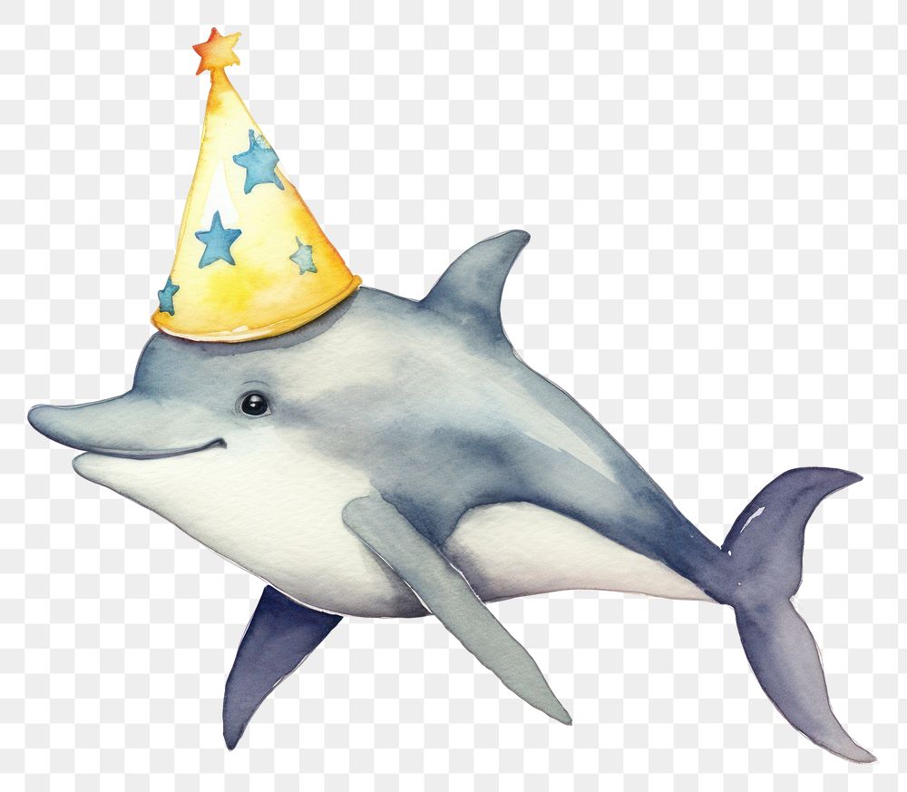 PNG Cute dolphin wearing a party hat animal mammal fish. AI generated Image by rawpixel.