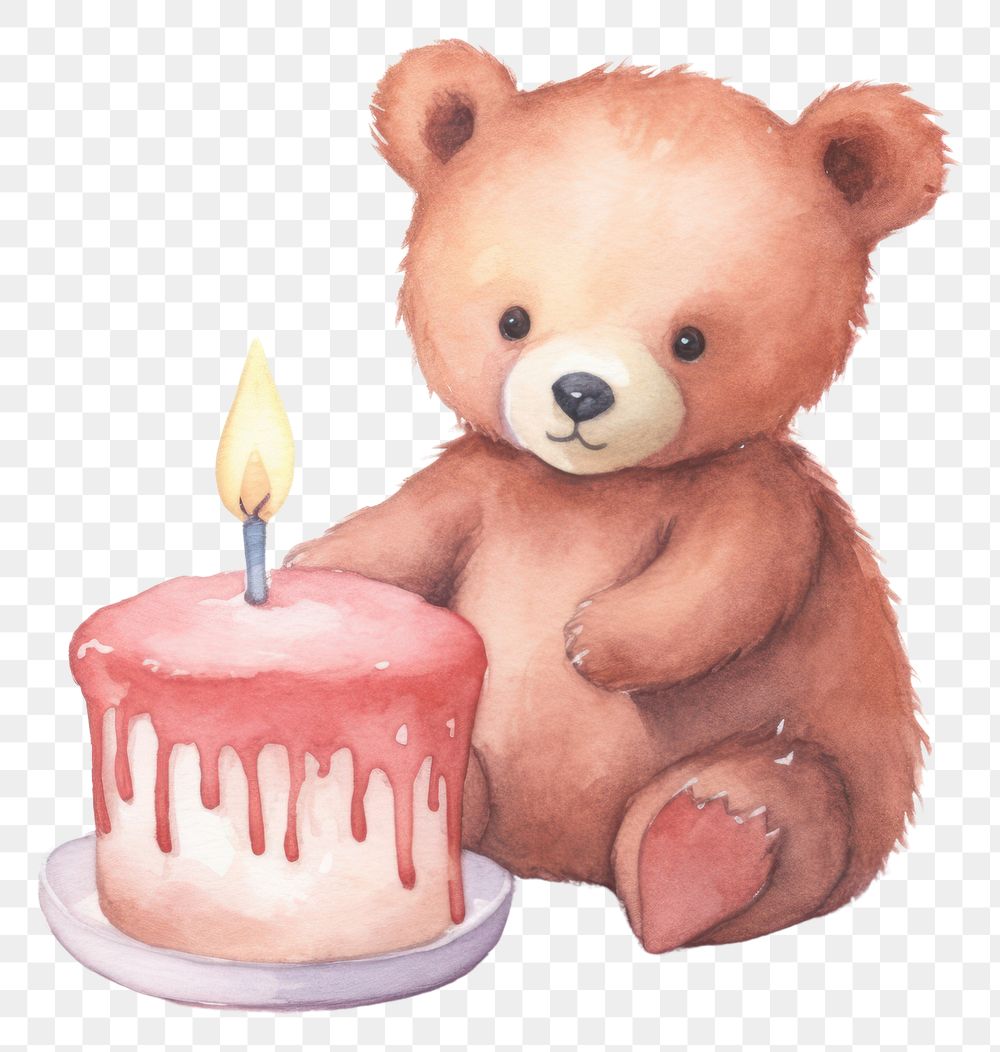 PNG Bear cake birthday dessert. AI generated Image by rawpixel.