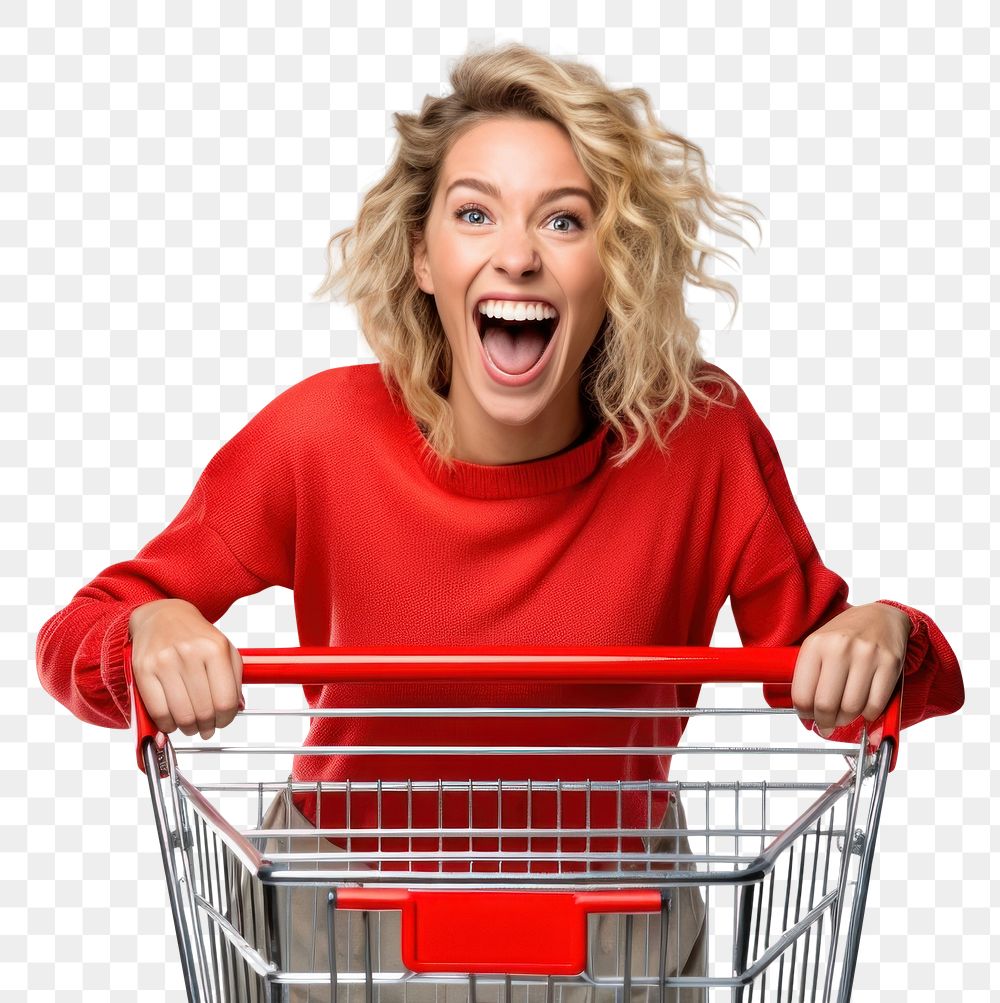 PNG Shouting shopping white background shopping cart. AI generated Image by rawpixel.