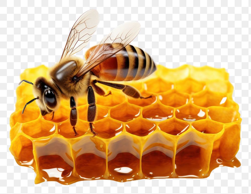 PNG  Honeycomb bee insect animal. AI generated Image by rawpixel.