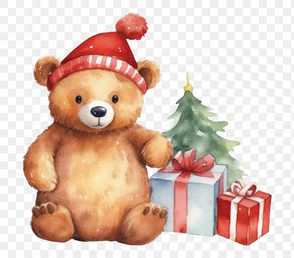 PNG A bear christmas toy white background. AI generated Image by rawpixel.