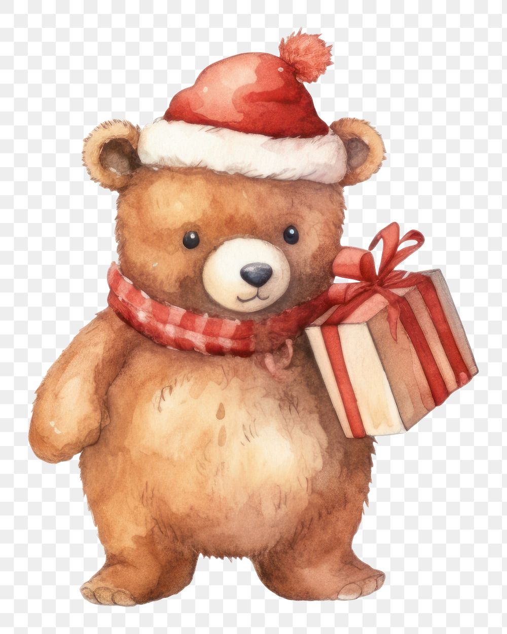 PNG A bear christmas toy white background. AI generated Image by rawpixel.